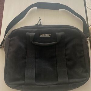 LANDS END Heavy Duty Black Thick Canvas Zip Around Briefcase/Bag. Made in USA